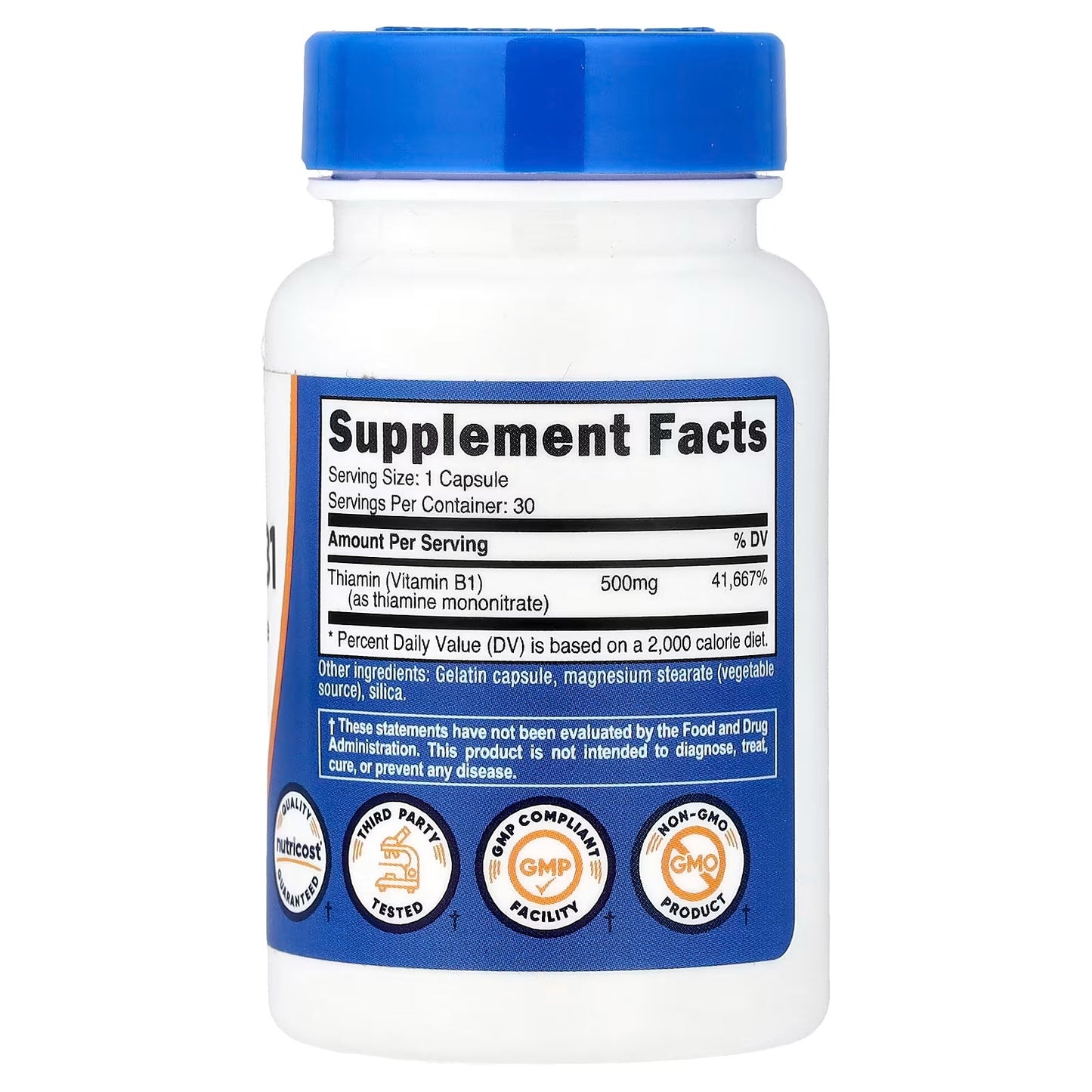 Nutricost Vitamin B1 Thiamin 500mg – 120 Capsules, 3 Bottles, High-Potency Vitamin B1 Supplement