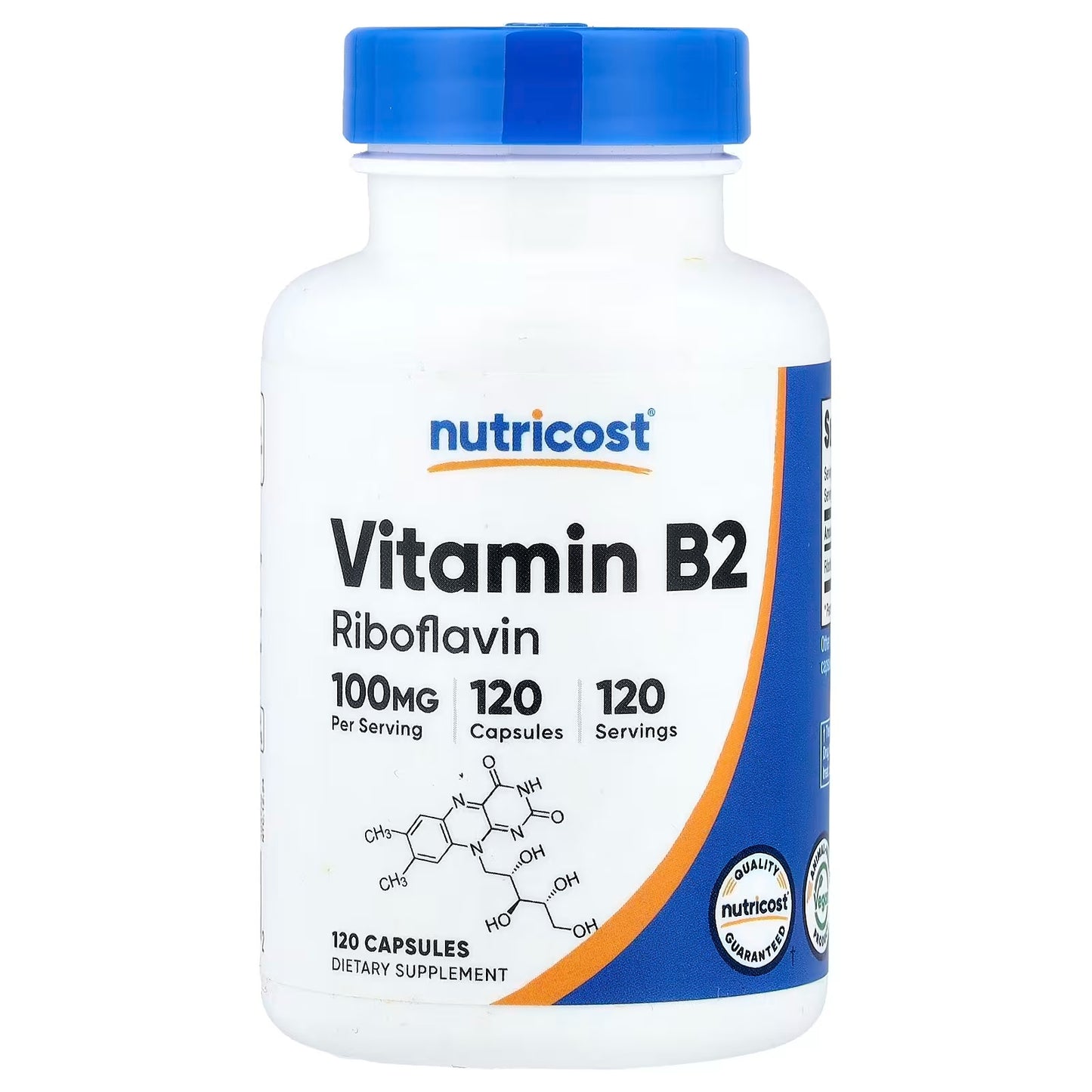 Nutricost Vitamin B2 100mg (Riboflavin) – 120 Capsules, Gluten-Free Supplement