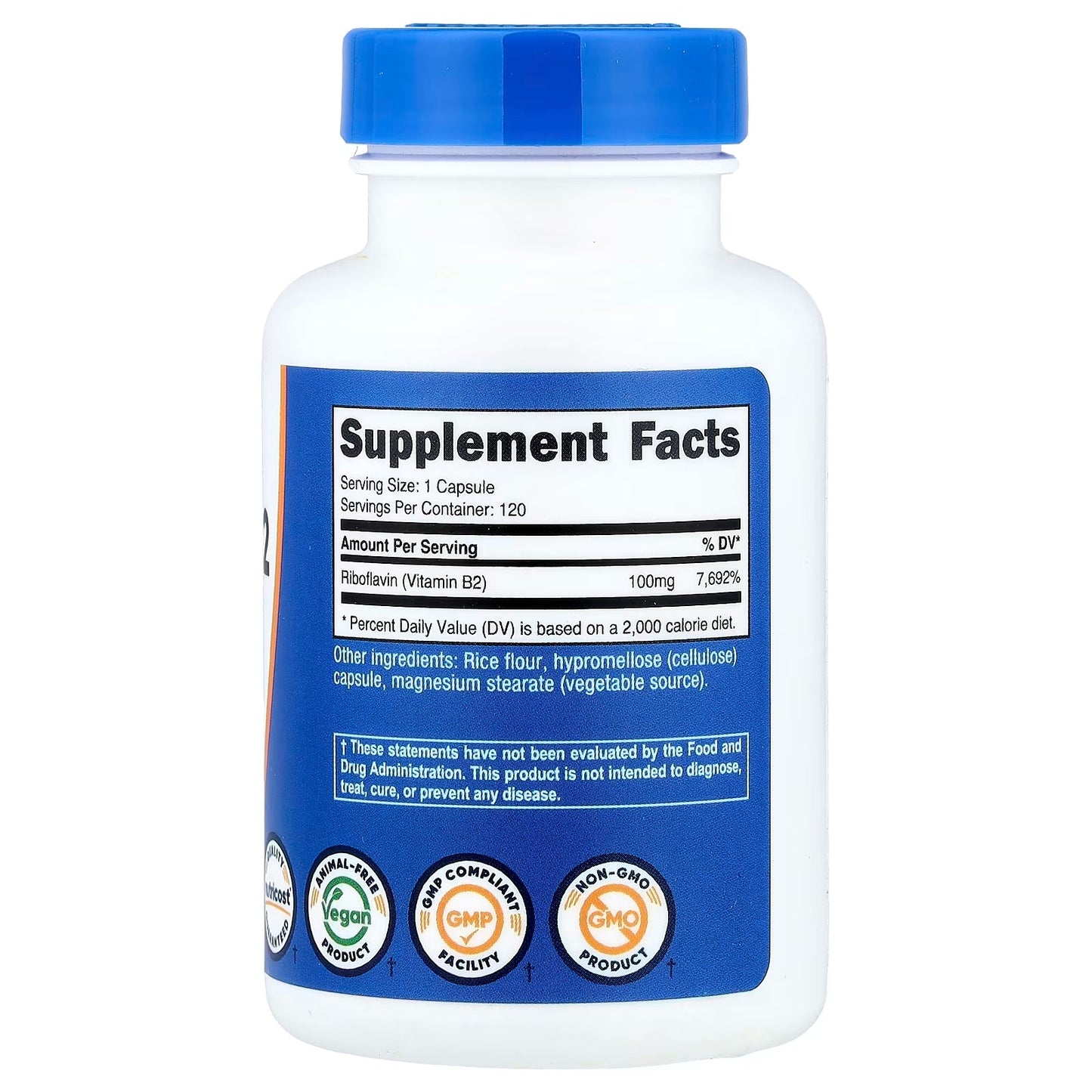 Nutricost Vitamin B2 100mg (Riboflavin) – 120 Capsules, Gluten-Free Supplement