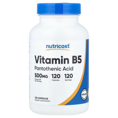 Nutricost Pantothenic Acid (Vitamin B5) 500mg – 120 Capsules, Vitamin B5 Supplement
