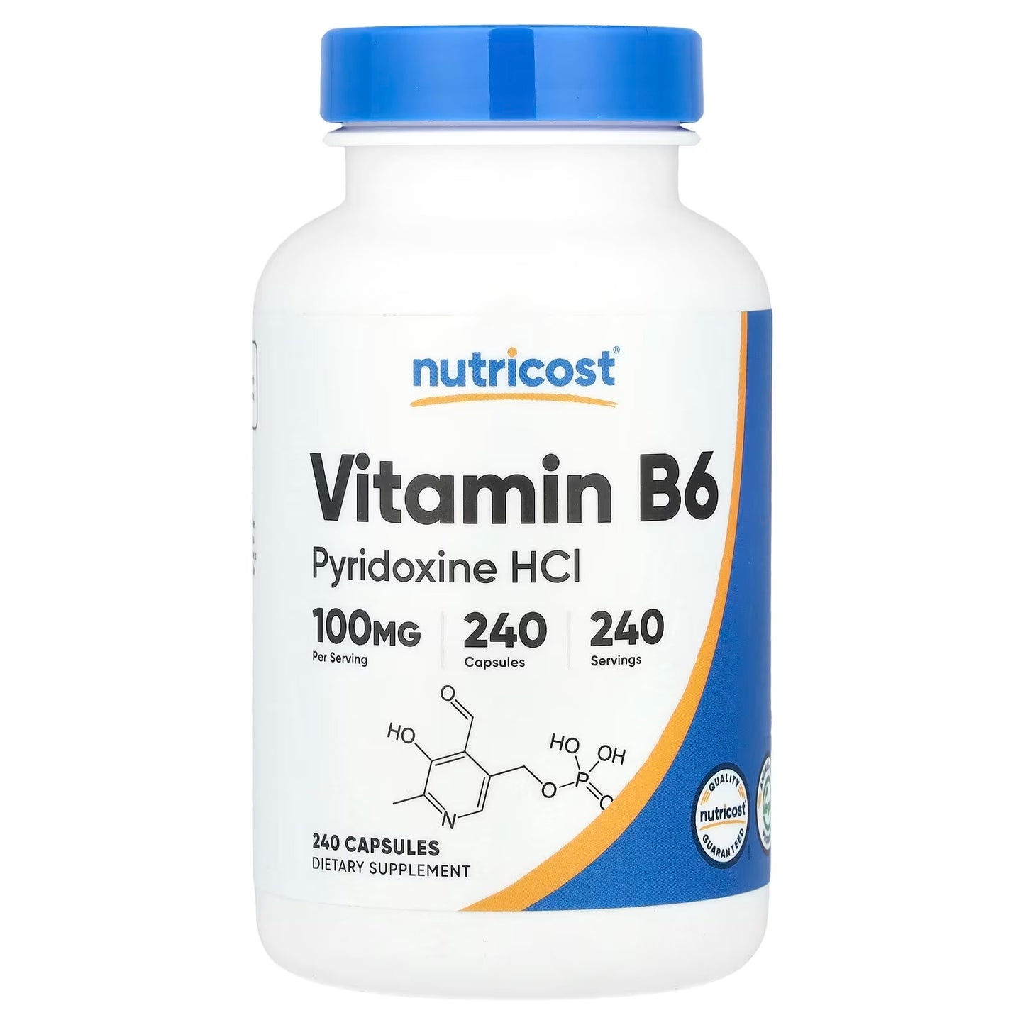 Nutricost Vitamin B6 100mg (Pyridoxine HCl) – 240 Capsules, High-Potency Vitamin B6 Supplement