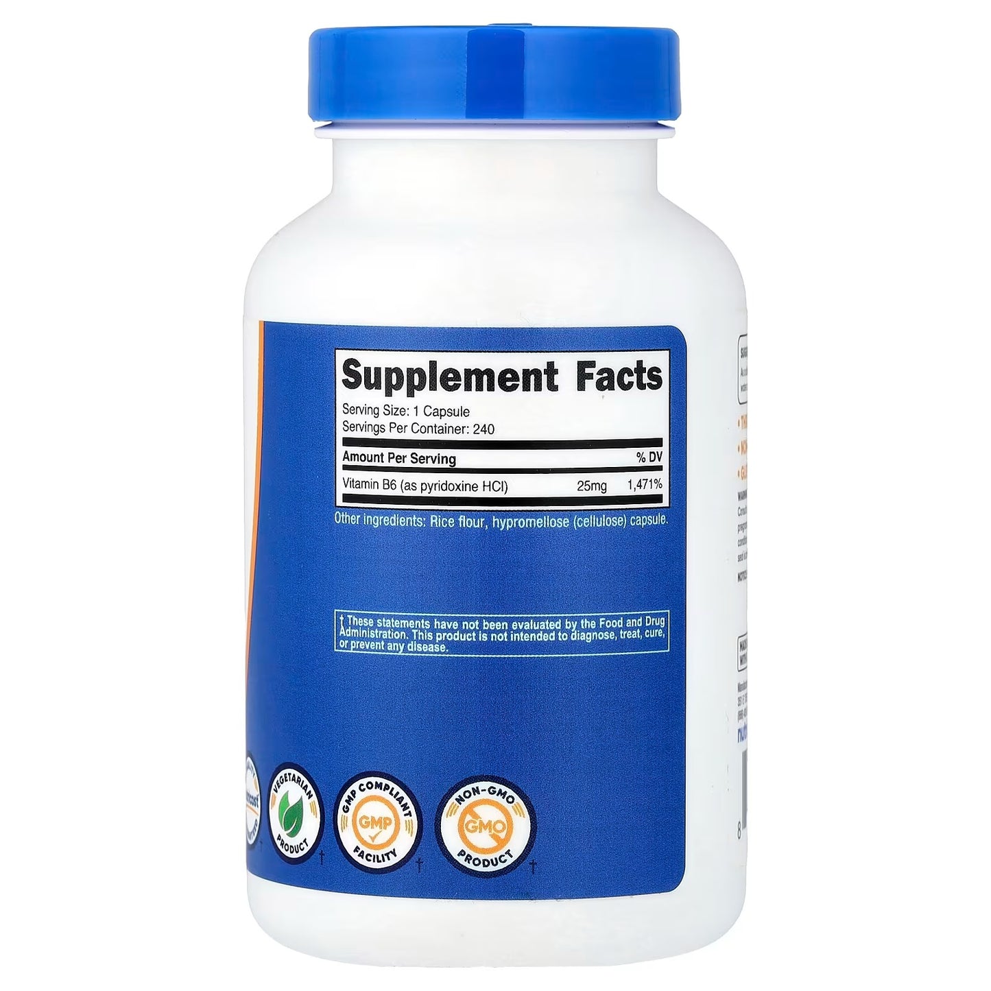 Nutricost Vitamin B6 100mg (Pyridoxine HCl) – 240 Capsules, High-Potency Vitamin B6 Supplement