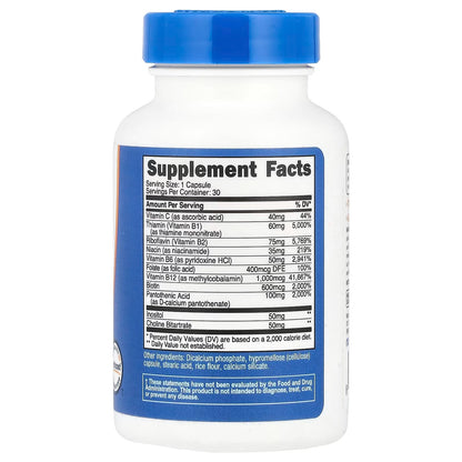 Nutricost Vitamin B Complex 462mg with Vitamin C – 240 Capsules, High-Potency B Vitamin Supplement