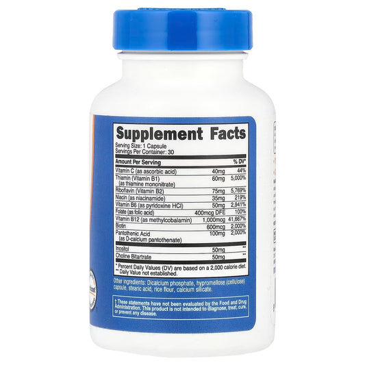 Nutricost Vitamin B Complex 462mg with Vitamin C – 240 Capsules, High-Potency B Vitamin Supplement