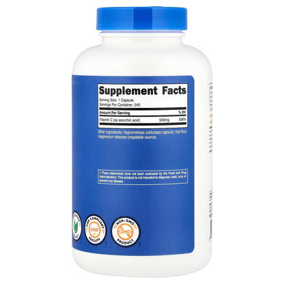 Nutricost, Vitamin C, 500 mg, 240 Capsules