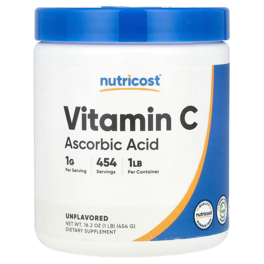 Nutricost Pure Ascorbic Acid Powder 1 lb (454g) – Unflavored Vitamin C Powder Supplement