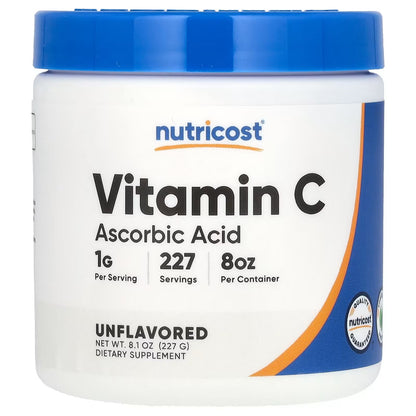 Nutricost Ascorbic Acid Powder Vitamin C 0.5 lb (8.1oz) – Pure Vitamin C Supplement