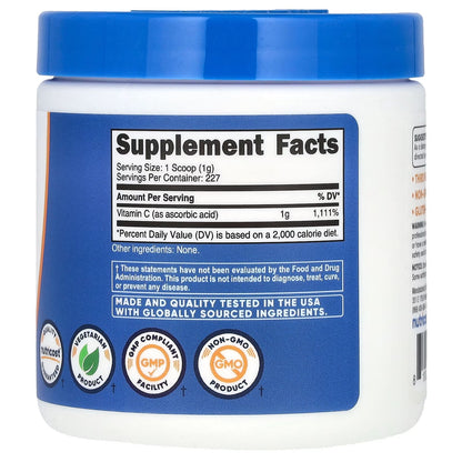 Nutricost Ascorbic Acid Powder Vitamin C 0.5 lb (8.1oz) – Pure Vitamin C Supplement