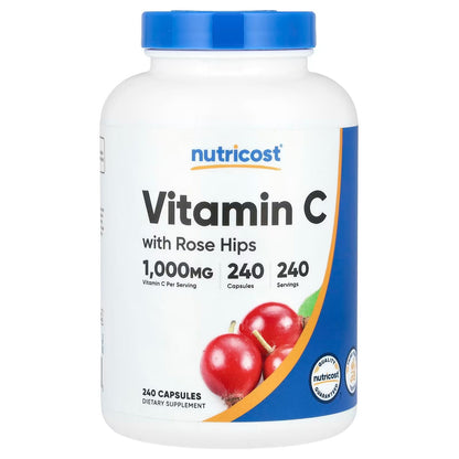 Nutricost Vitamin C 1025mg with Rose Hips – 240 Capsules, Gluten-Free Vitamin C Supplement