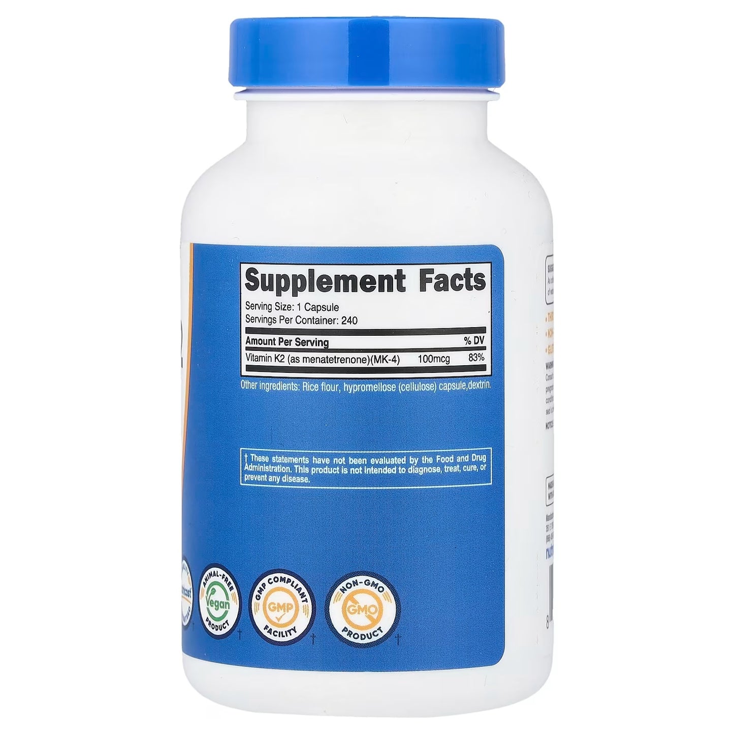 Nutricost Vitamin K2 MK-4 100mcg – 240 Capsules, Gluten-Free & Non-GMO