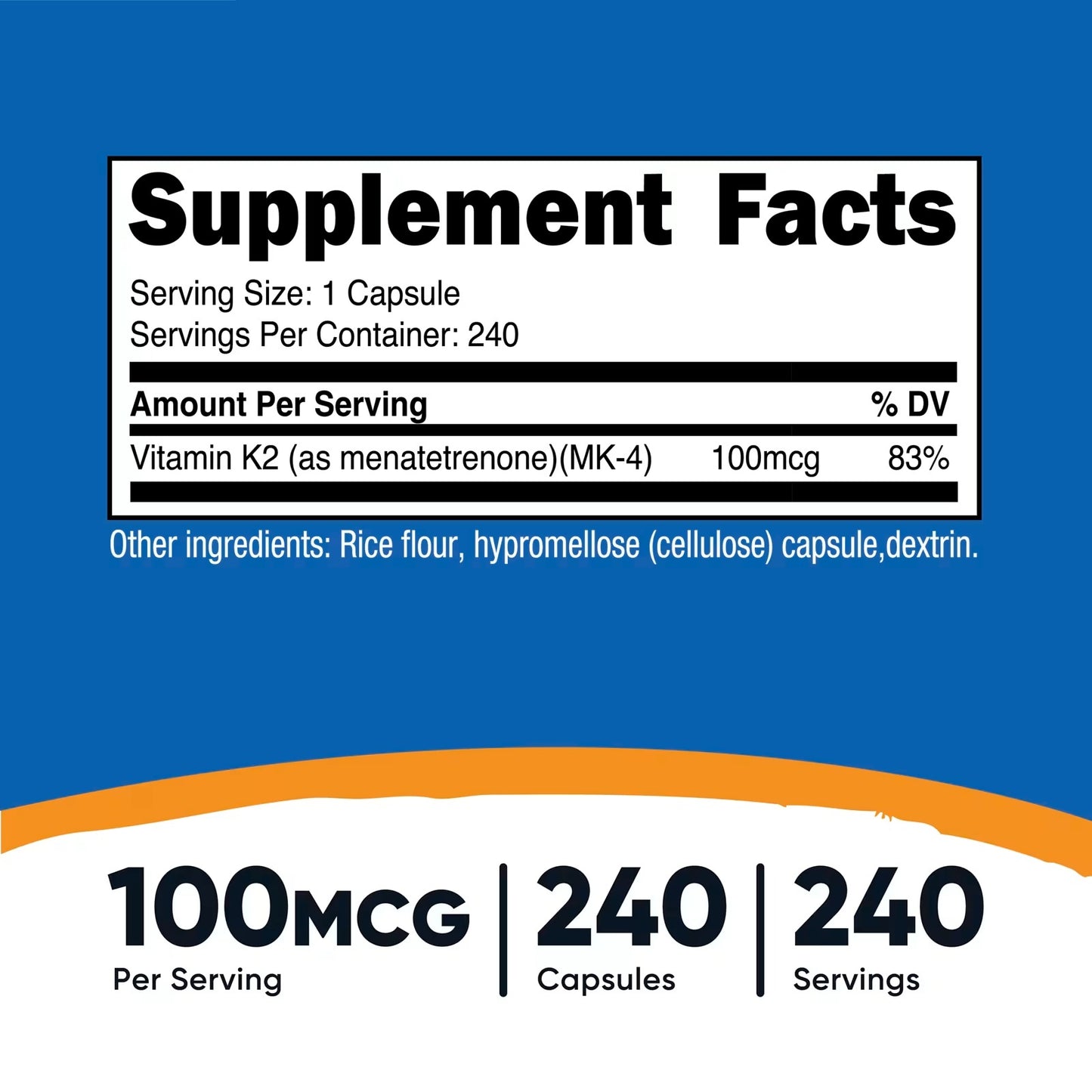 Nutricost Vitamin K2 MK-4 100mcg – 240 Capsules, Gluten-Free & Non-GMO
