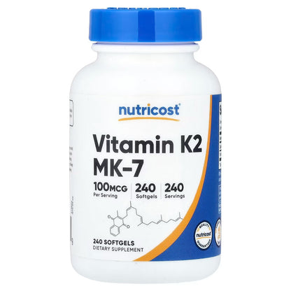 Nutricost Vitamin K2 MK-7 100mcg – 240 Softgels | Gluten-Free & GMO-Free