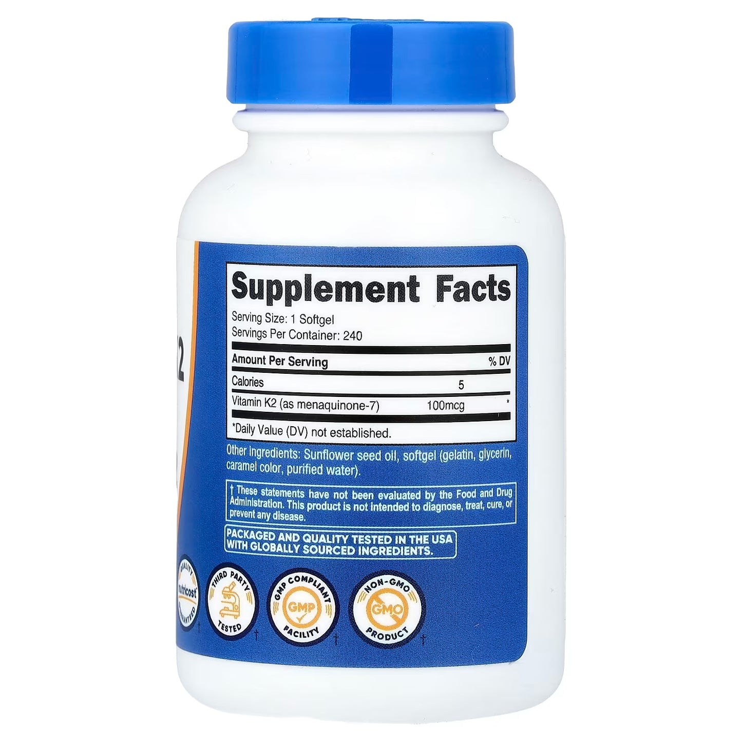 Nutricost Vitamin K2 MK-7 100mcg – 240 Softgels | Gluten-Free & GMO-Free