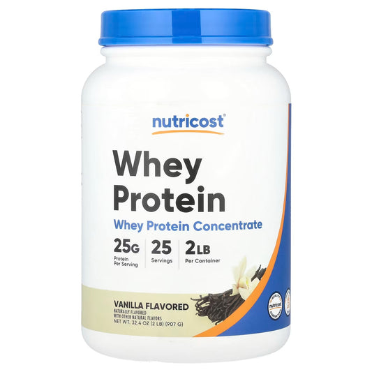Nutricost Whey Protein Concentrate 2 lbs (907g) – Vanilla Flavor, Protein Powder Supplement