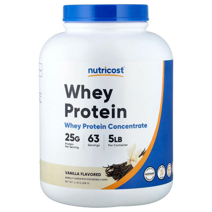 Nutricost Whey Protein Concentrate 5 lbs (2.27kg) – Vanilla Flavor, Protein Powder Supplement