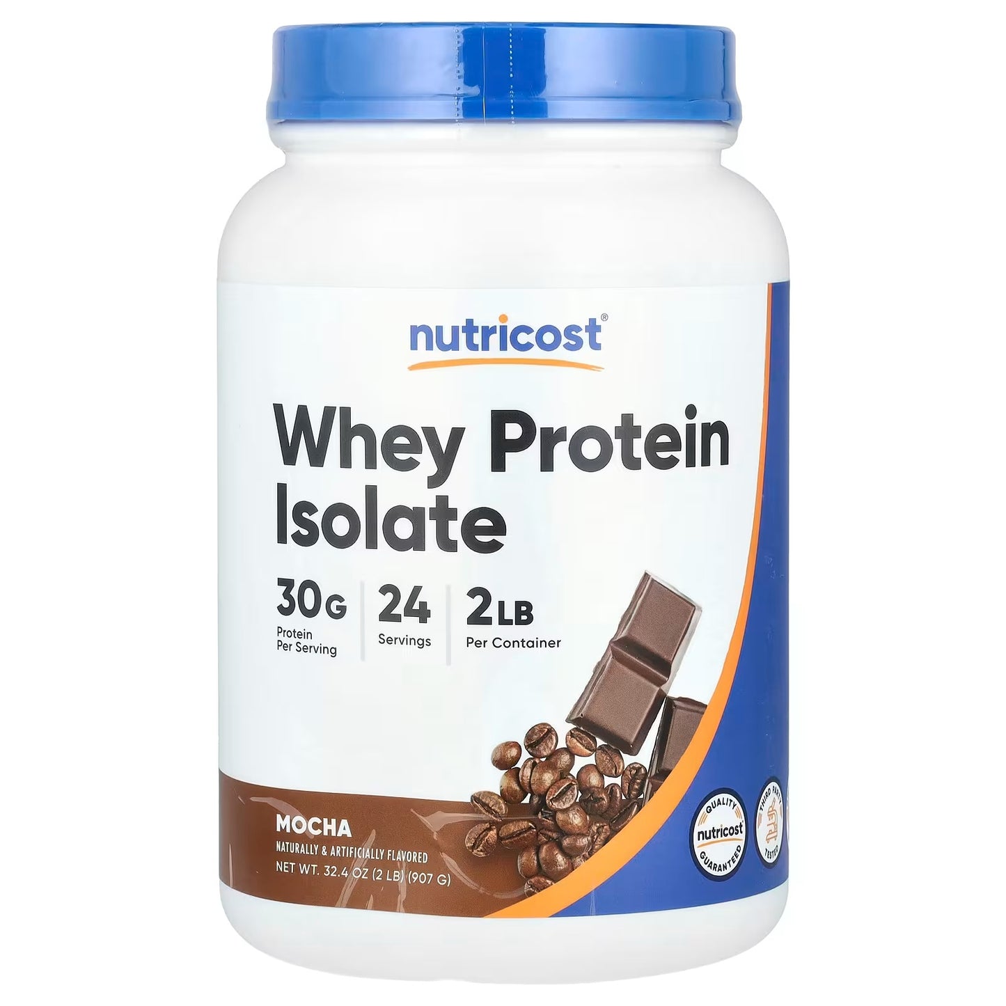 Nutricost Whey Protein Isolate 2 lbs (907g) – Mocha Flavor, Premium Protein Powder