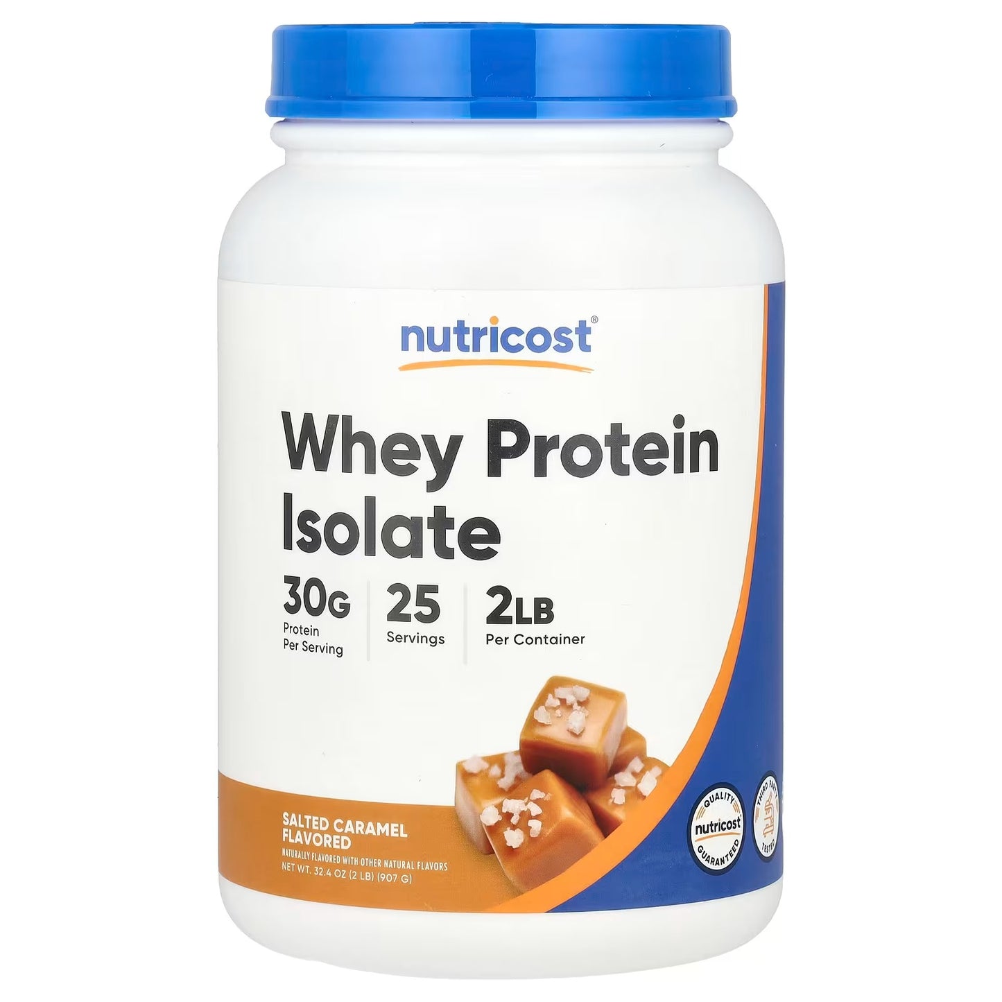 Nutricost Whey Protein Isolate 2 lbs (907g) – Salted Caramel Flavor, Premium Protein Powder