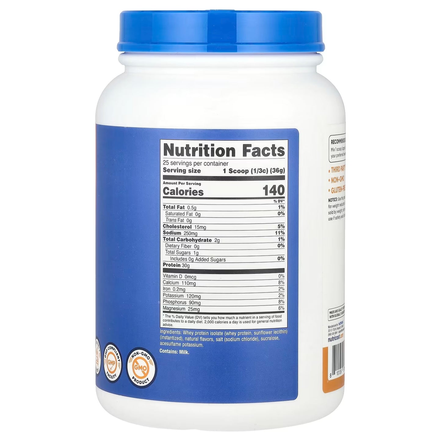 Nutricost Whey Protein Isolate 2 lbs (907g) – Salted Caramel Flavor, Premium Protein Powder
