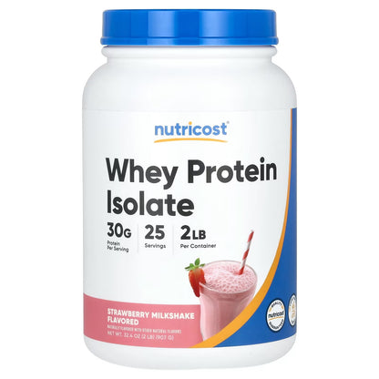 Nutricost Whey Protein Isolate 2 lbs (907g) – Strawberry Acai Flavor, Premium Protein Powder