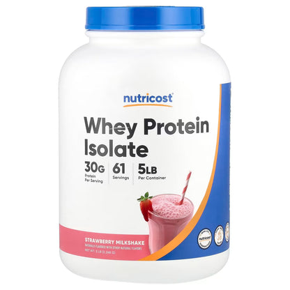 Nutricost Whey Protein Isolate 5 lbs (2.27kg) – Strawberry Milkshake Flavor, Premium Protein Powder