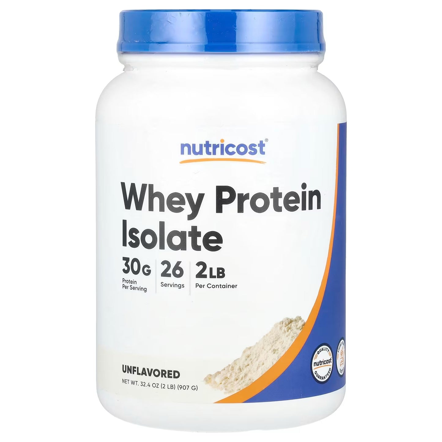 Nutricost Grass-Fed Whey Protein Isolate 2 lbs – Unflavored Pure Protein, Gluten-Free & GMO-Free