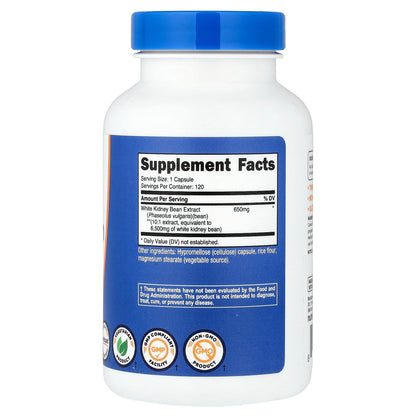 Nutricost White Kidney Bean Extract – 120 Vegetarian Capsules, 120 Servings, Gluten-Free & GMO-Free