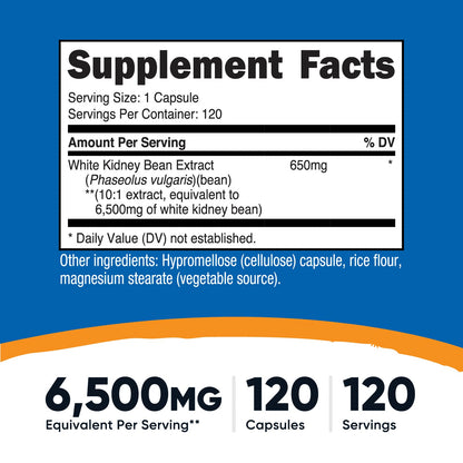 Nutricost White Kidney Bean Extract – 120 Vegetarian Capsules, 120 Servings, Gluten-Free & GMO-Free