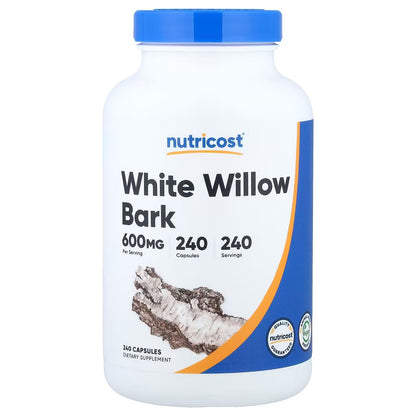 Nutricost White Willow Bark 600mg – 240 Vegetarian Capsules, Herbal Bark Extract Supplement
