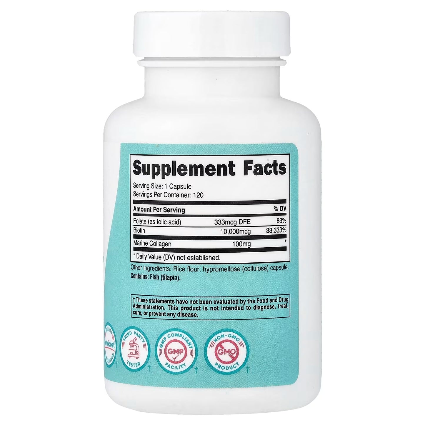 Nutricost Biotin for Women 10,000mcg – 120 Capsules with Folate & Collagen, Beauty Support Supplement