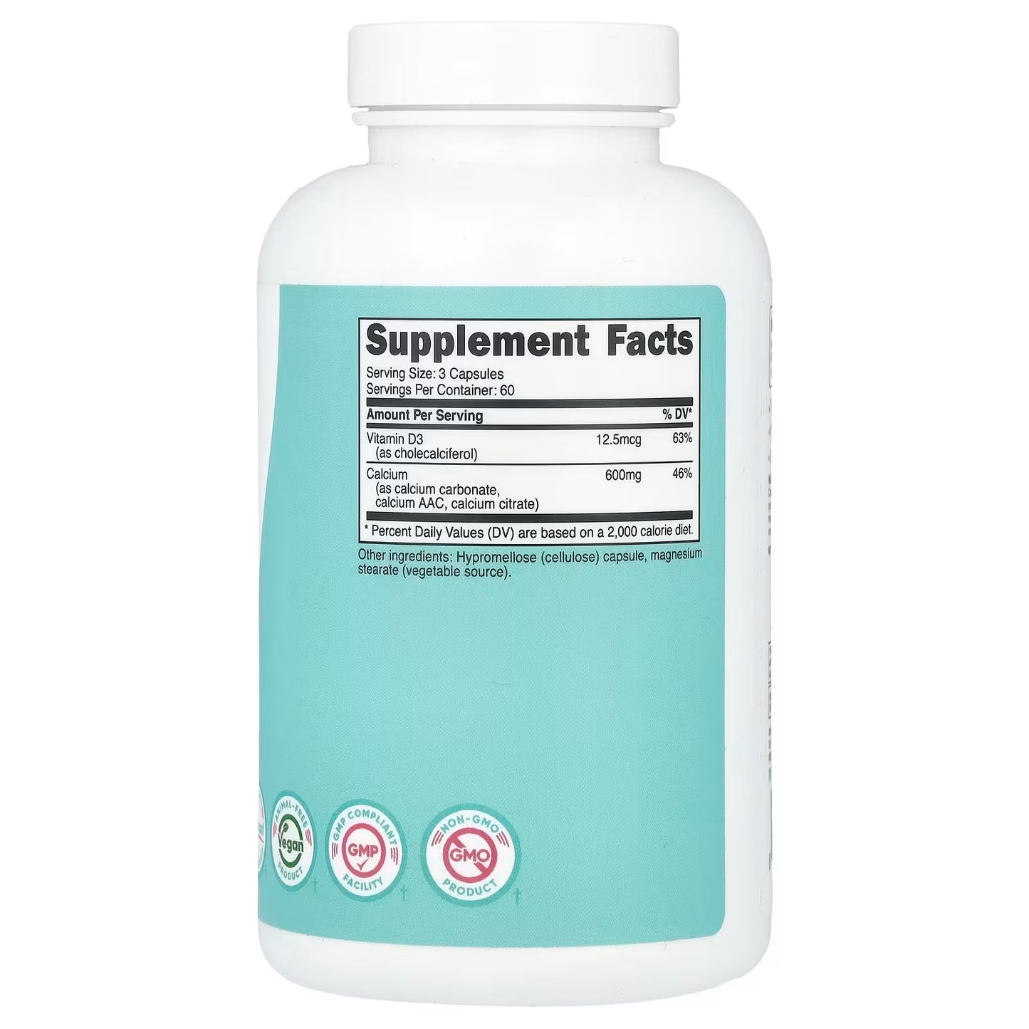 Nutricost Calcium 600mg + Vitamin D3 12.5mcg for Women – 180 Capsules, Calcium Supplement
