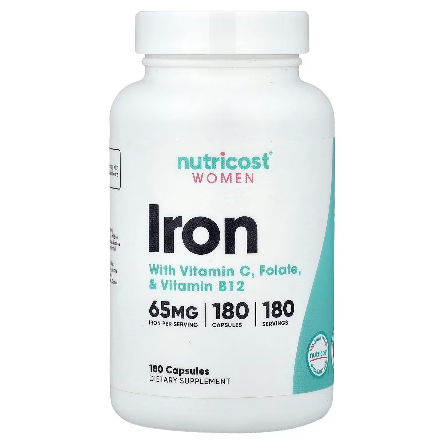 Nutricost Iron for Women 65mg – 180 Vegetarian Capsules with Vitamin C, Folate & B12, Gluten-Free & GMO-Free