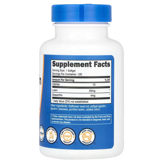 Nutricost Lutein & Zeaxanthin 20mg – 120 Softgels | Potent, Gluten-Free & GMO-Free