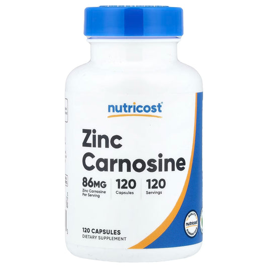 Nutricost Zinc Carnosine 86mg – 120 Capsules | Zinc L-Carnosine, Gluten-Free & GMO-Free