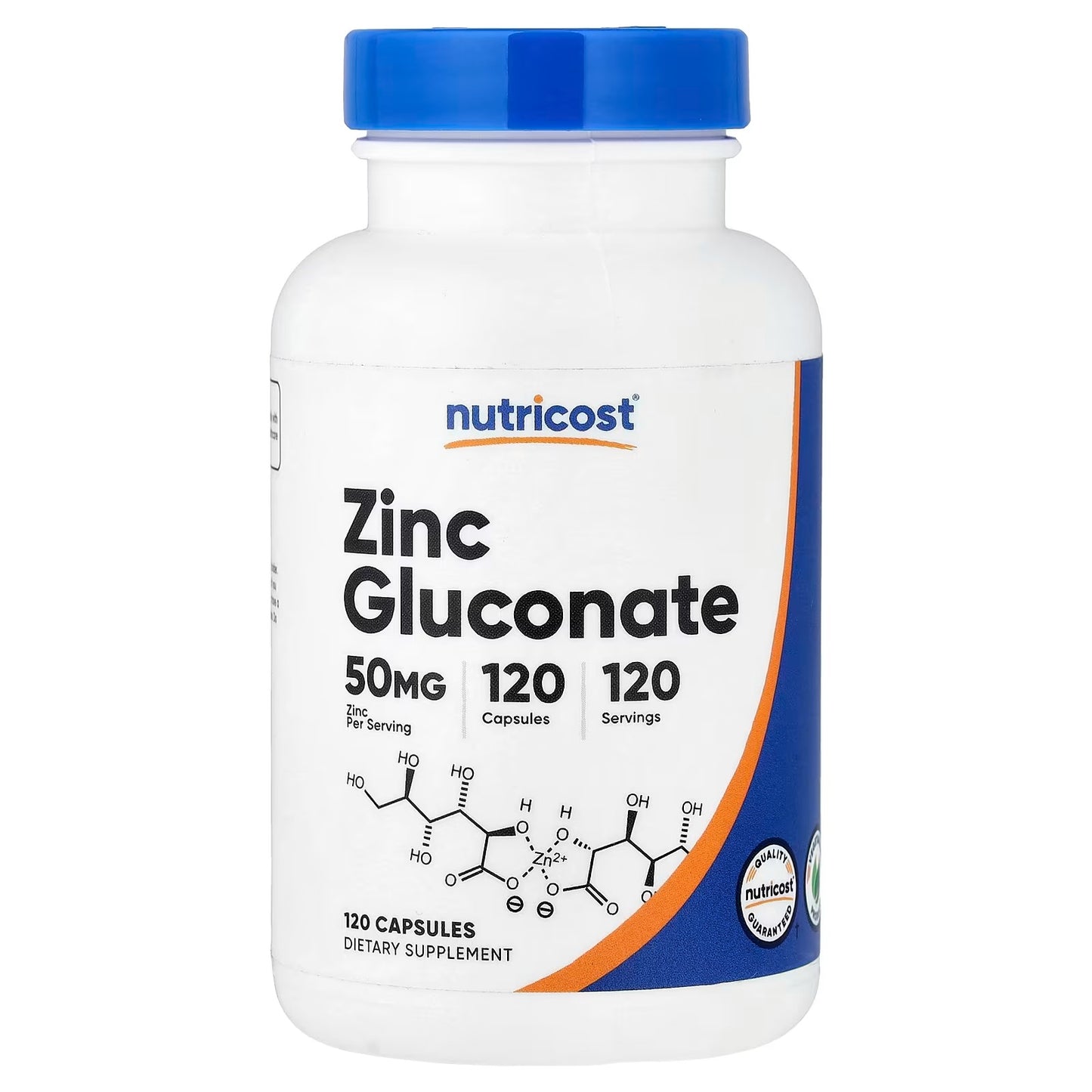 Nutricost Zinc Gluconate 50mg – 120 Vegetarian Capsules, Gluten-Free Zinc Supplement