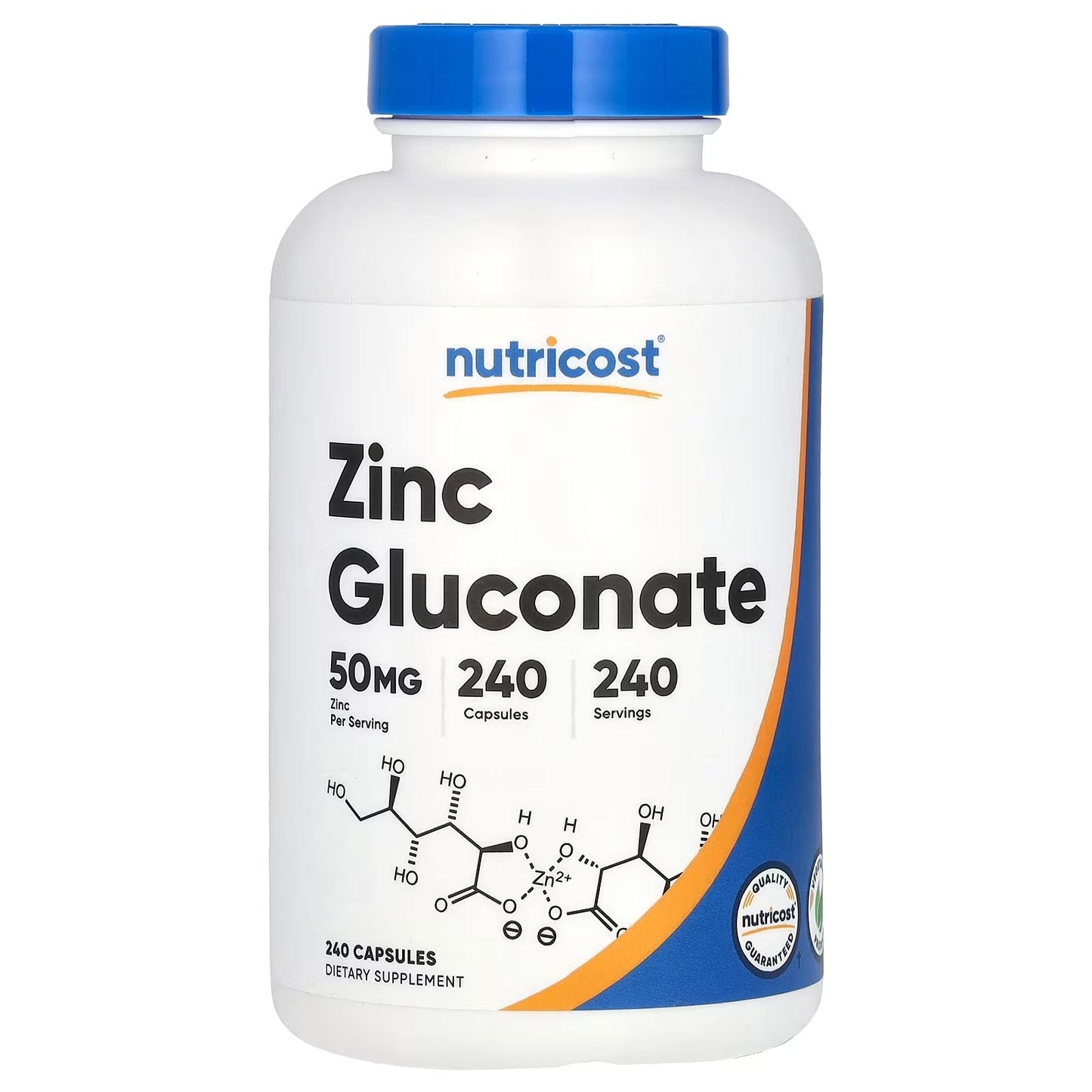 Nutricost Zinc Gluconate 50mg – 240 Veggie Capsules, 2 Bottles, Zinc Mineral Supplement