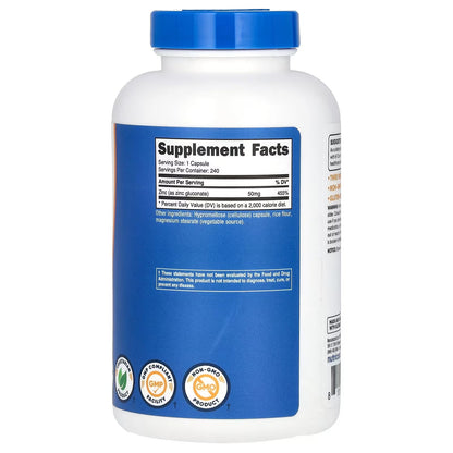 Nutricost Zinc Gluconate 50mg – 240 Veggie Capsules, 2 Bottles, Zinc Mineral Supplement