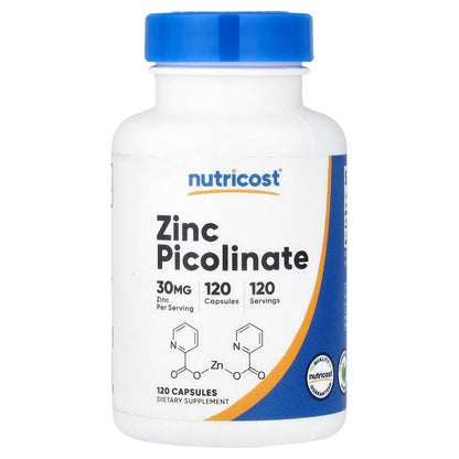 Nutricost Zinc Picolinate 30mg – 120 Capsules, Gluten-Free & GMO-Free