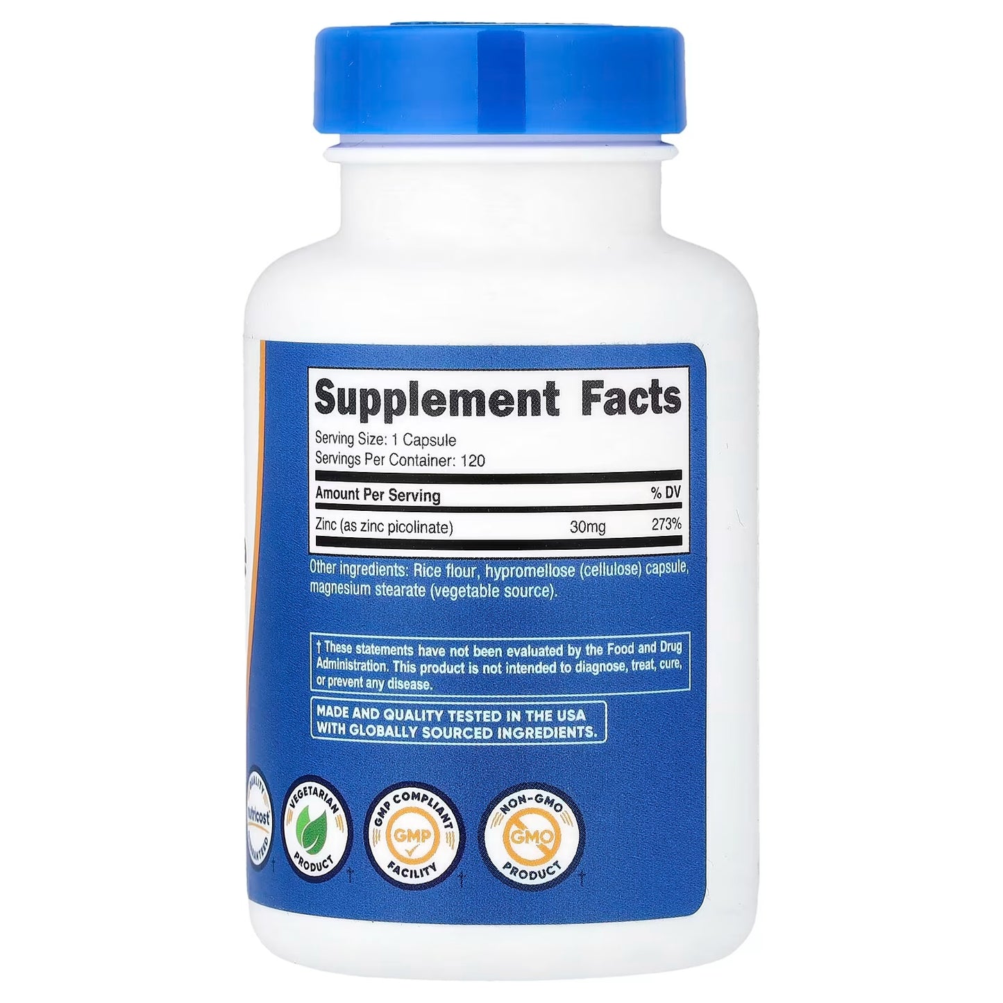 Nutricost Zinc Picolinate 30mg – 120 Capsules, Gluten-Free & GMO-Free