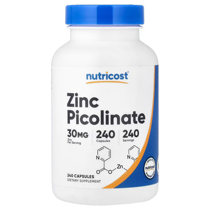 Nutricost Zinc Picolinate 30mg – 240 Capsules, Gluten-Free & GMO-Free