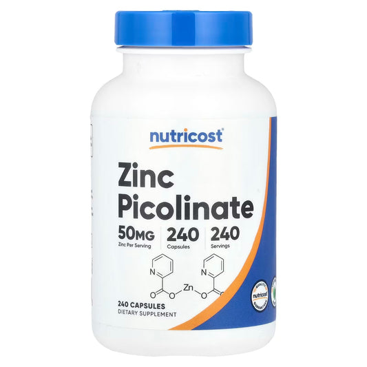 Nutricost Zinc Picolinate 50mg – 240 Vegetarian Capsules, Gluten-Free & GMO-Free
