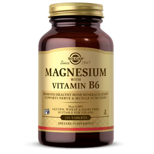 Solgar Magnesium with Vitamin B6 Bone Health Muscle and Nerve Function Energy Metabolism Tablets