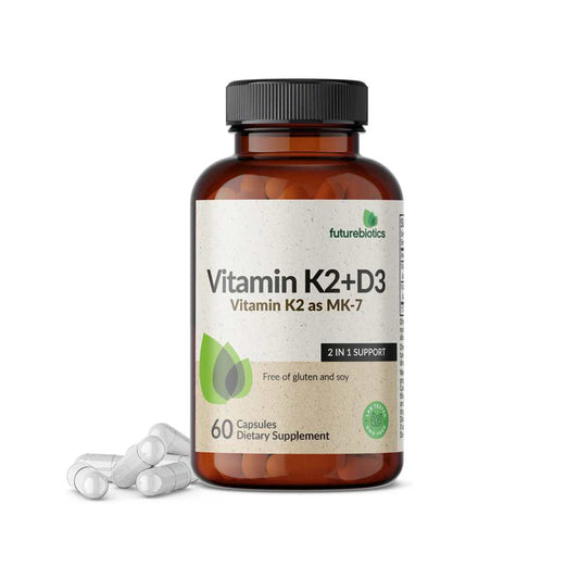 Futurebiotics Vitamin K2+D3 Vitamin K2 as Mk-7 Bone Health Calcium Utilisation Cardiovascular Health Capsules
