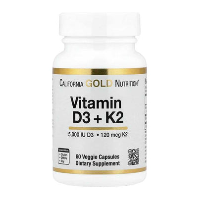 California Gold Nutrition Vitamin D3 + K2 as MK-7 Veggie Capsules