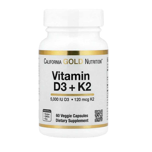California Gold Nutrition Vitamin D3 + K2 as MK-7 Veggie Capsules