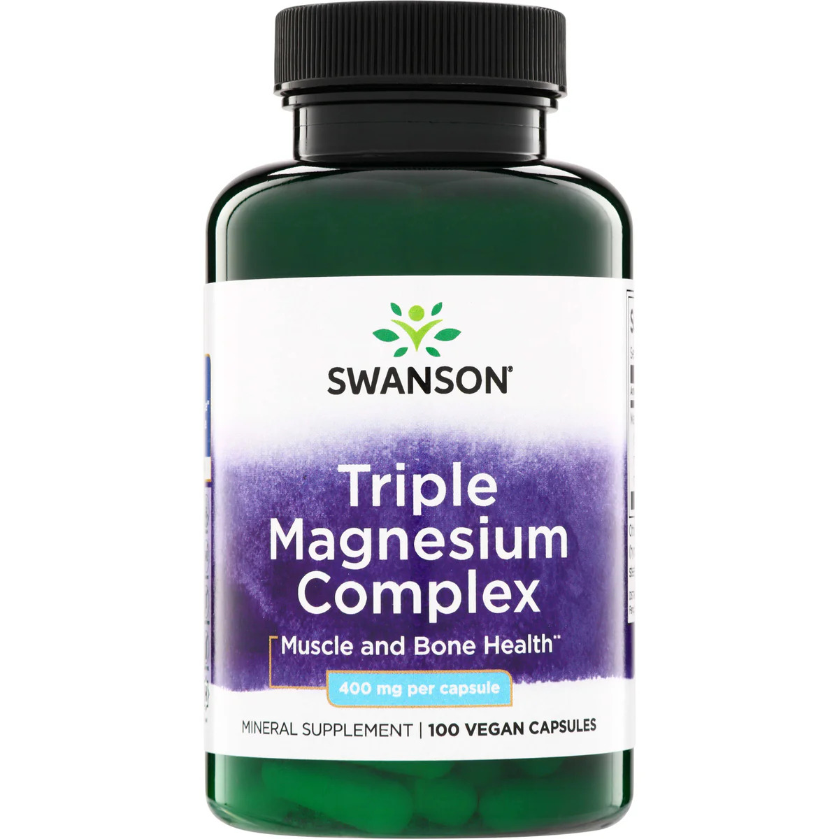 Swanson Vitamins Triple Magnesium Complex 400 Mg Muscle and Bone Health Vegan Capsules