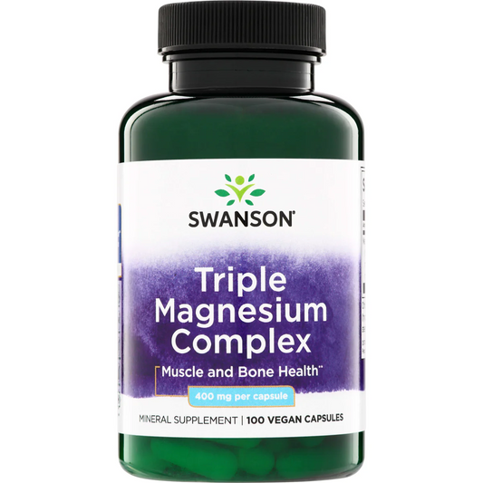 Swanson Vitamins Triple Magnesium Complex 400 Mg Muscle and Bone Health Vegan Capsules