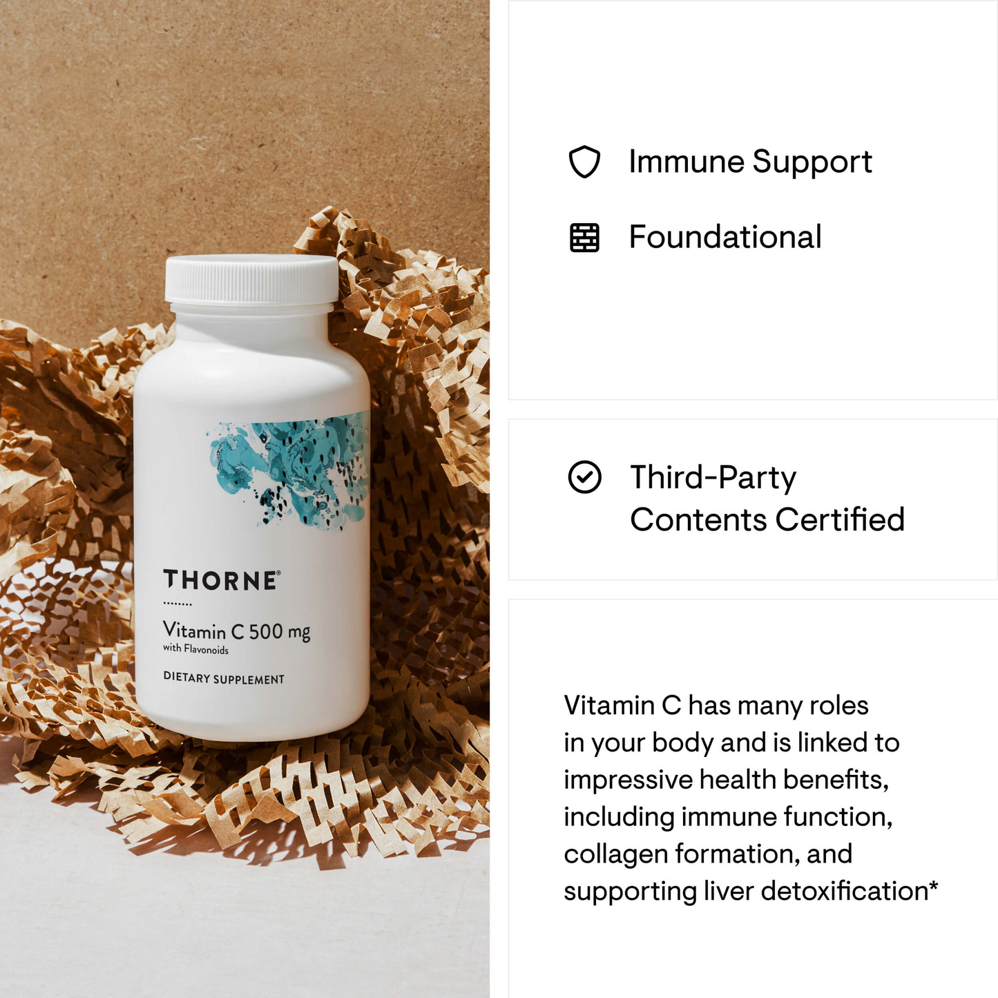 Thorne Vitamin C with Flavonoids Antioxidant Support Immune Support Collagen Formation 90 Capsules