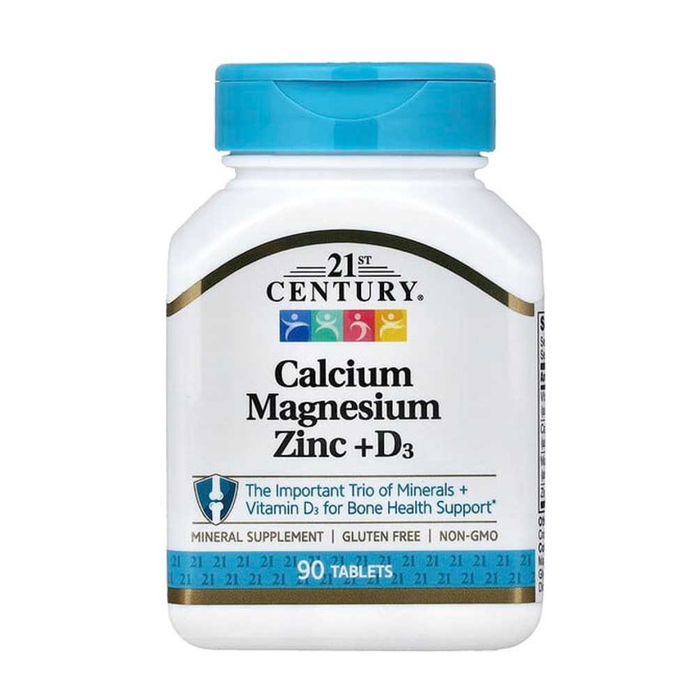 21st Century Calcium Magnesium Zinc + D3 The Important Trio of Minerals + Vitamin D3 for Bone Health Support Tablets
