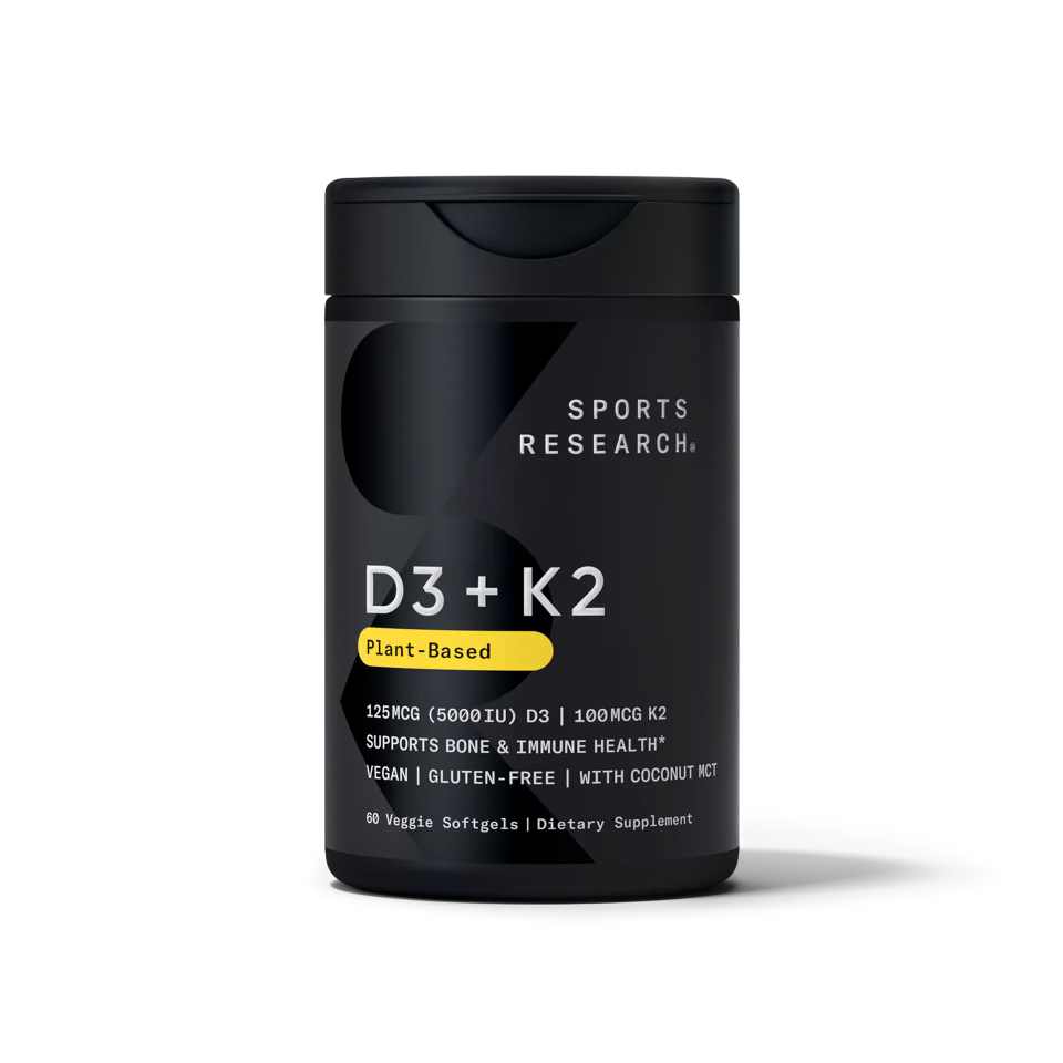 Sports Research D3 + K2, Plant Based 5000 IU125 Mcg/100 Mcg Veggie Softgels