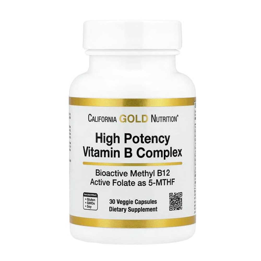 California Gold Nutrition High Potency Vitamin B Complex with Thiamin HCl Niacin Pantothenic Acid and Inositol Veggie Capsules